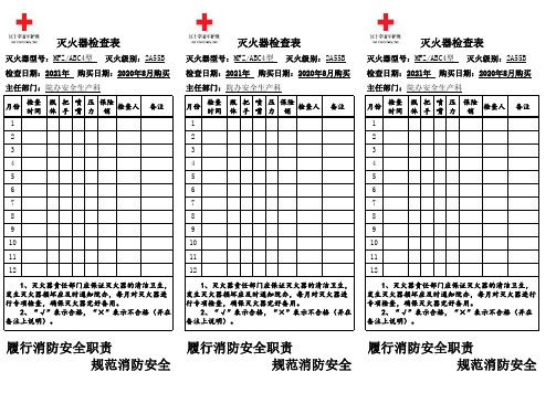 灭火器检查表格