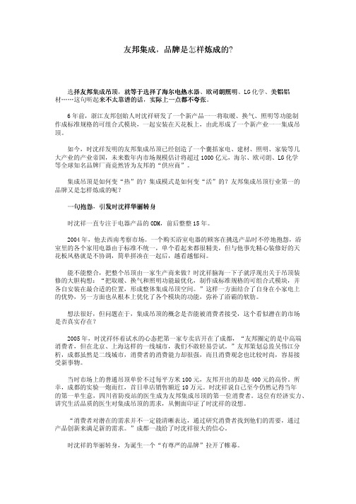 友邦集成,品牌是怎样炼成的_