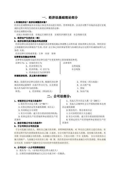 经济法复习提纲答案(2014新修的经济法)