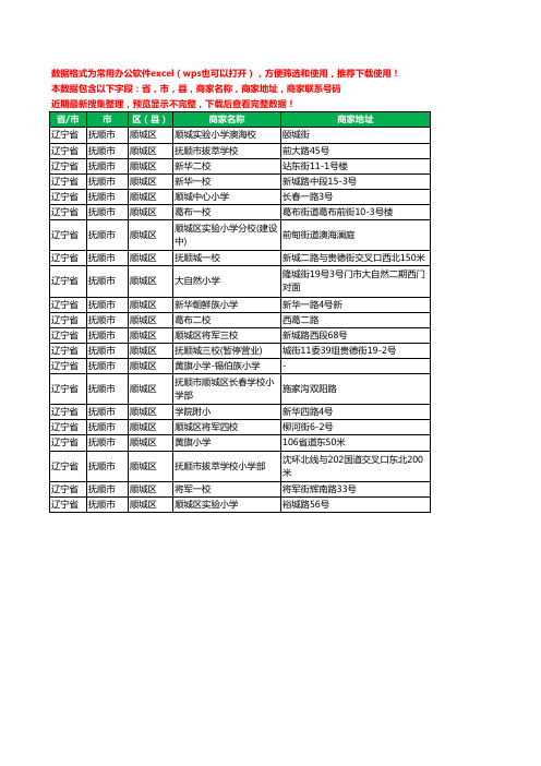 2020新版辽宁省抚顺市顺城区小学工商企业公司商家名录名单黄页联系电话号码地址大全21家