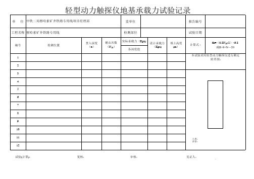 轻型动力触探仪地基承载力试验记录样本