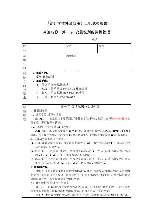 统计学软件及应用_实验4计算新变量和变量重编码过程