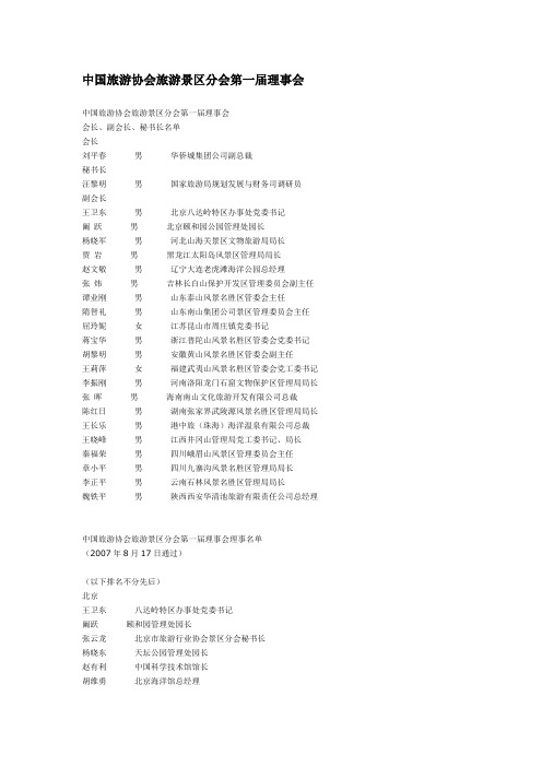 中国旅游协会旅游景区分会第一届理事会