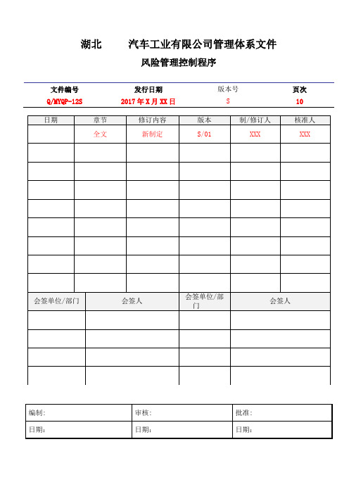 QMYQPS风险管理控制程序