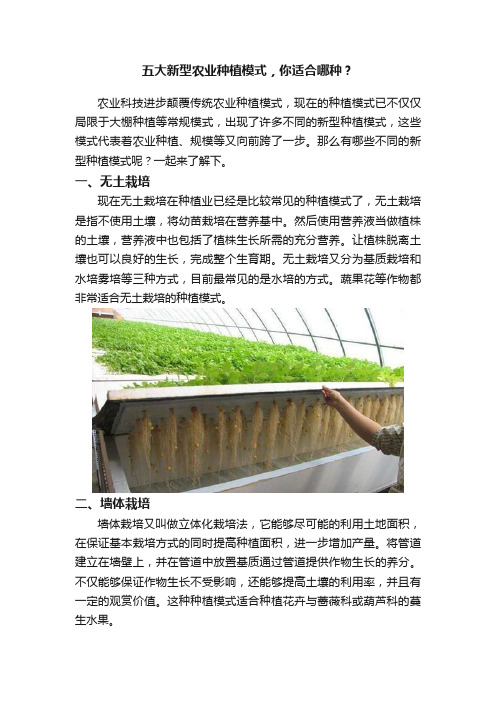 五大新型农业种植模式，你适合哪种？