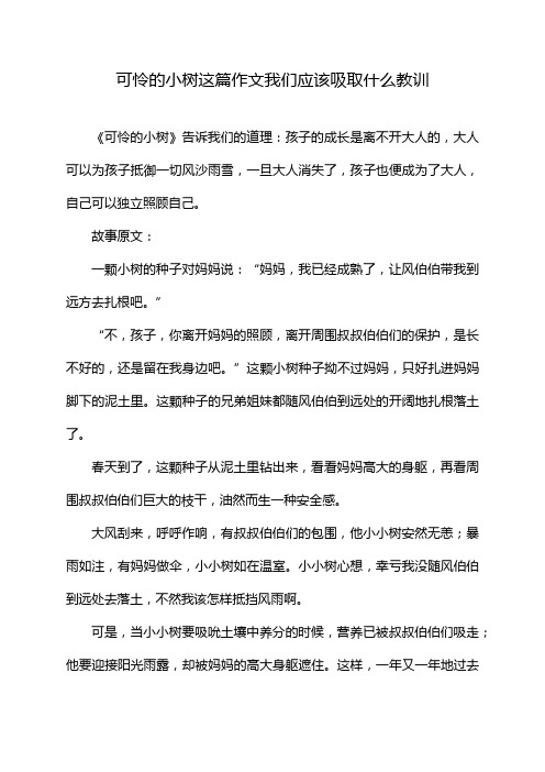 可怜的小树这篇作文我们应该吸取什么教训