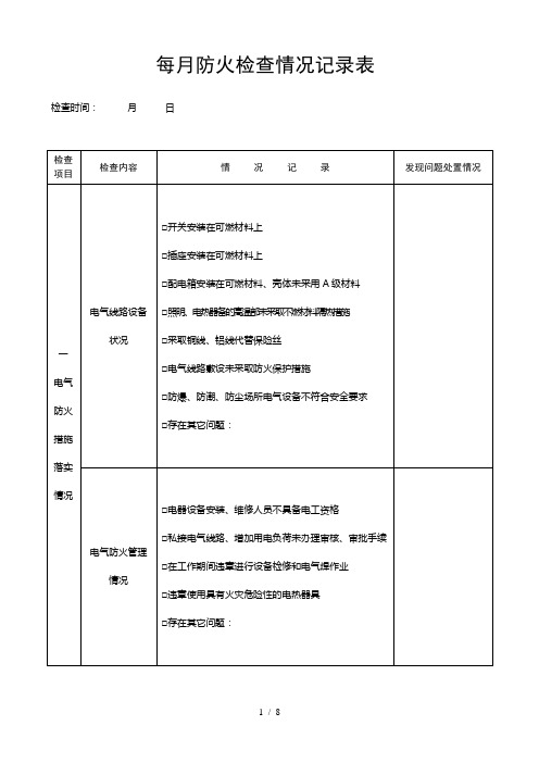 【消防】每月防火检查情况记录表