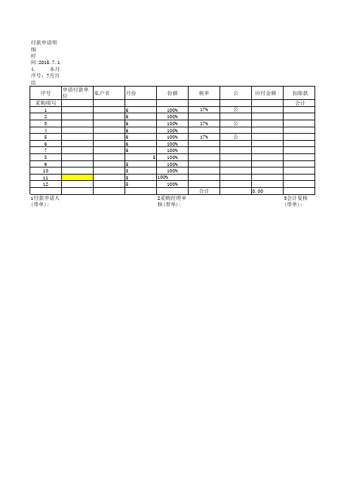 月结付款申请表