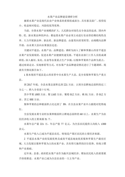 最新-水果产业品牌建设调研分析 精品