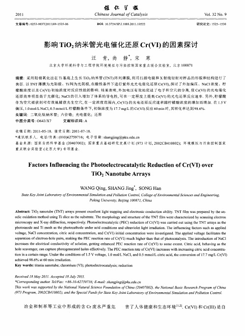 影响TiO2纳米管光电催化还原Cr(VI)的因素探讨