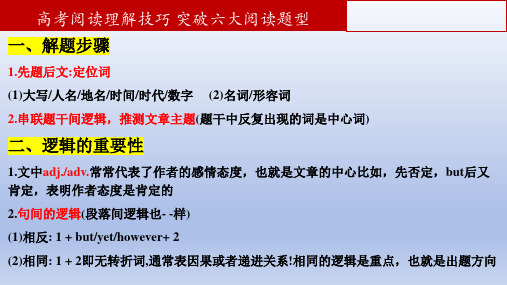 高考英语阅读理解技巧突破六大阅读题型课件