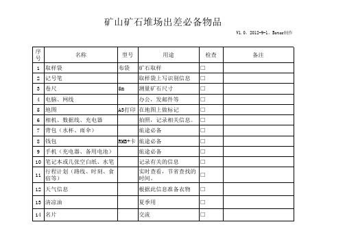 出差必备物品检查清单