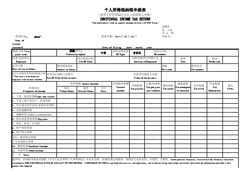 上海12万个税申报表模板