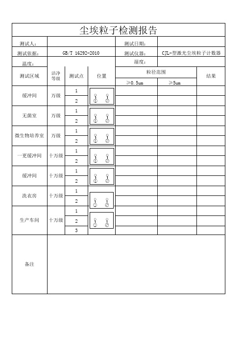 尘埃粒子检测报告模板