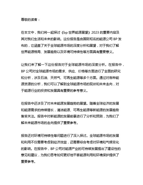 《bp世界能源展望》2023引用格式