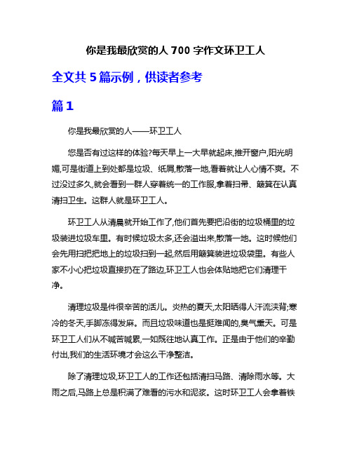 你是我最欣赏的人700字作文环卫工人