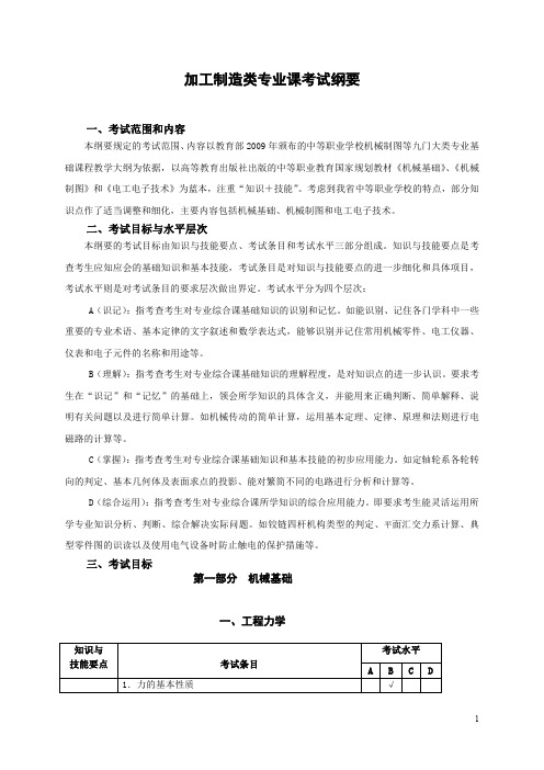 002加工制造类专业课考试纲要