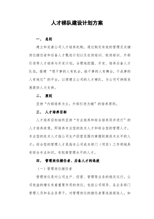 公司人才梯队建设计划方案