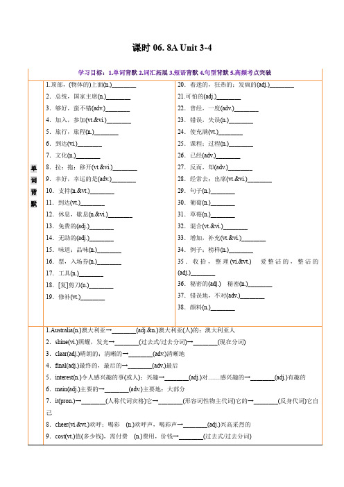 【中考英语复习之课本知识归纳(牛津译林版)】课时06