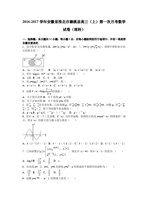 安徽省淮北市濉溪县2017届高三上学期第一次月考数学试卷(理科)Word版含解析