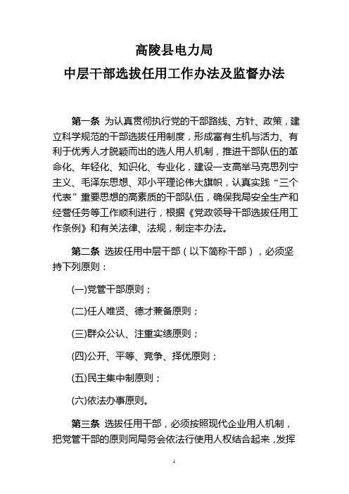 中层干部选拔任用工作制度