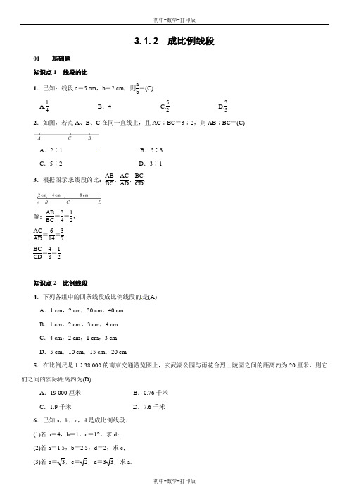 湘教版九年级上册-3.1.2 成比例线段