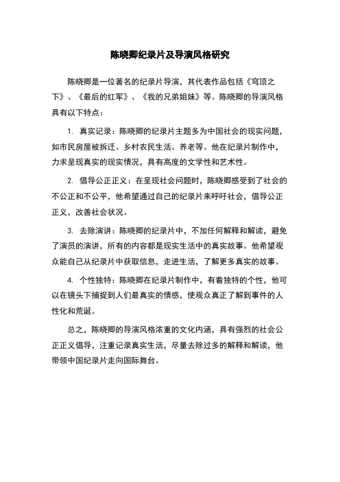 陈晓卿纪录片及导演风格研究