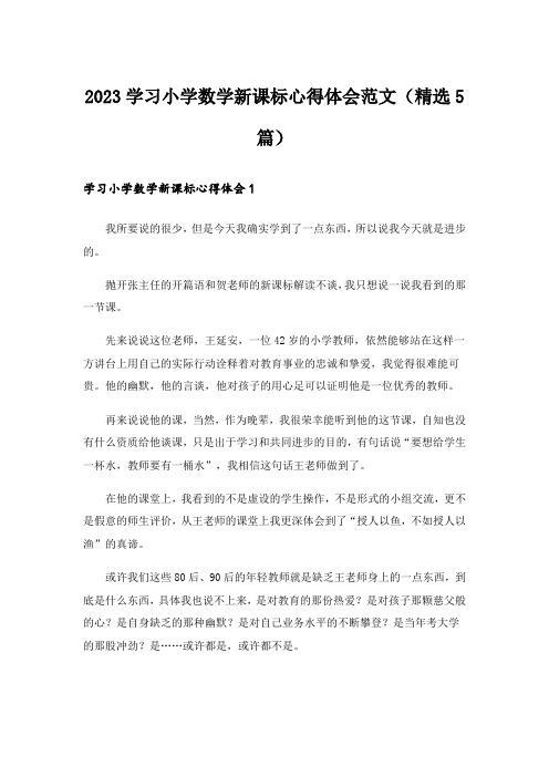 2023实用文_学习小学数学新课标心得体会范文(精选5篇)