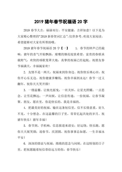 2019猪年春节祝福语20字