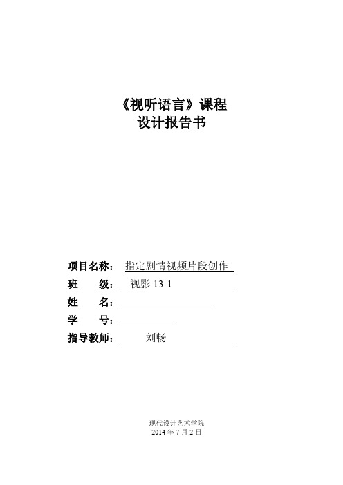 《视听语言》课程设计报告模板-新