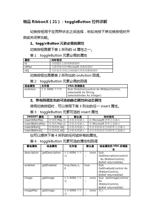 细品RibbonX（21）：toggleButton控件详解