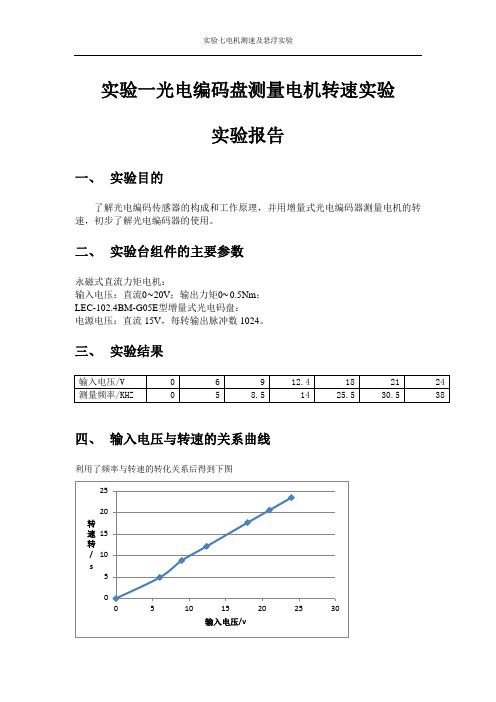 光电编码盘测量电机速实验实验报告