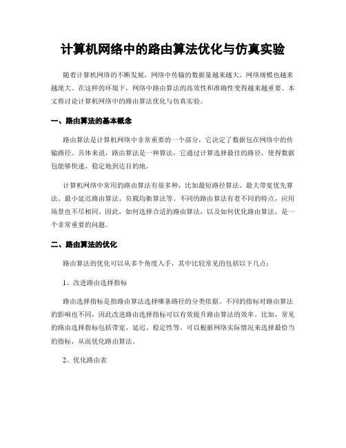 计算机网络中的路由算法优化与仿真实验