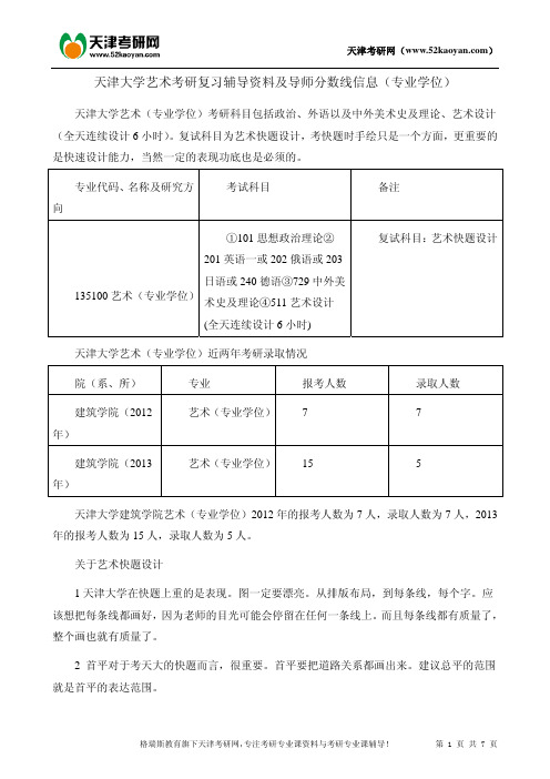 天津大学艺术考研复习辅导资料及导师分数线信息(专业学位)