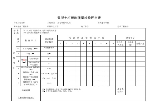 混凝土桩预制质量检验评定表