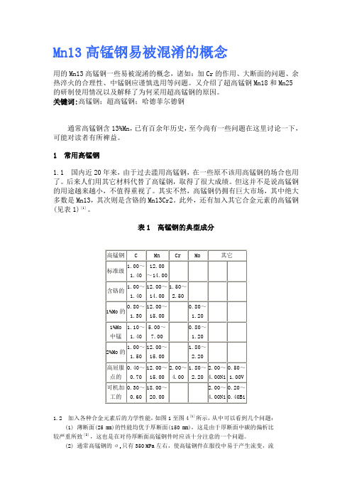 Mn13高锰钢易被混淆的概念