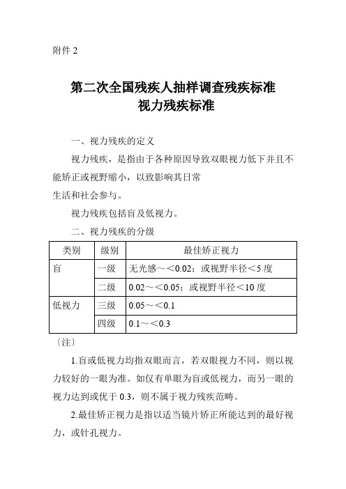 第二次全国残疾人抽样调查残疾标准-中国残疾人联合会