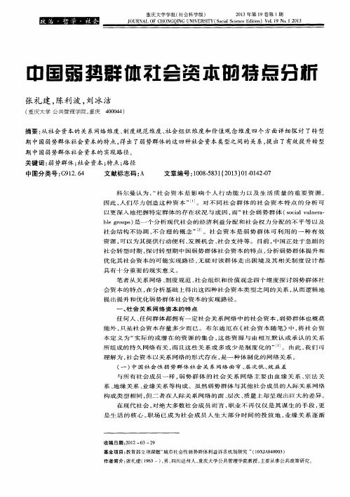 中国弱势群体社会资本的特点分析