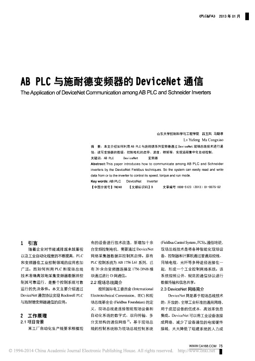 ABPLC与施耐德变频器的DeviceNet通信