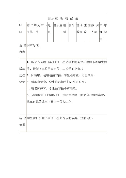 音乐室 活 动 记 录