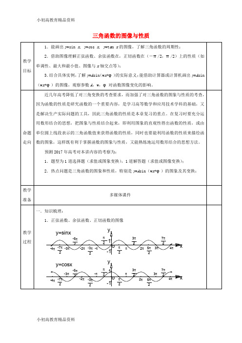 【拔高教育】2017届高三数学一轮复习第11讲三角函数的图像与性质教案