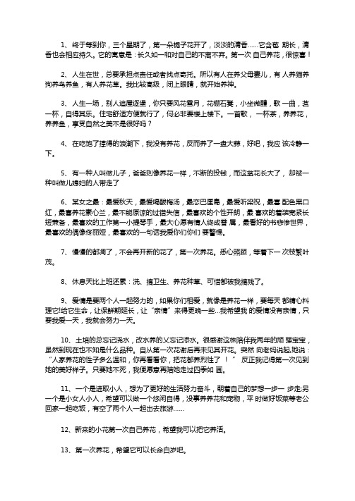 养花的心情说说晒自己养花的句子三篇精选最新