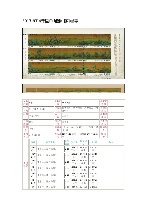 2017-3T《千里江山图》特种邮票