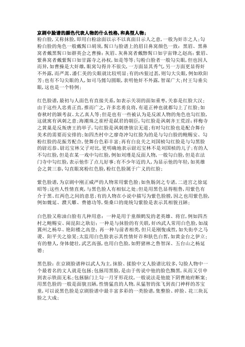 京剧中脸谱的颜色代表人物的什么性格示范