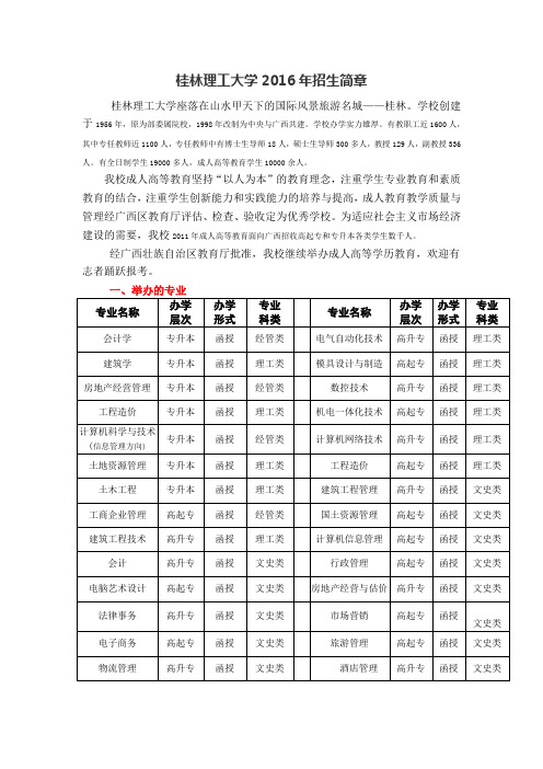 66桂林理工大学2016年招生简章