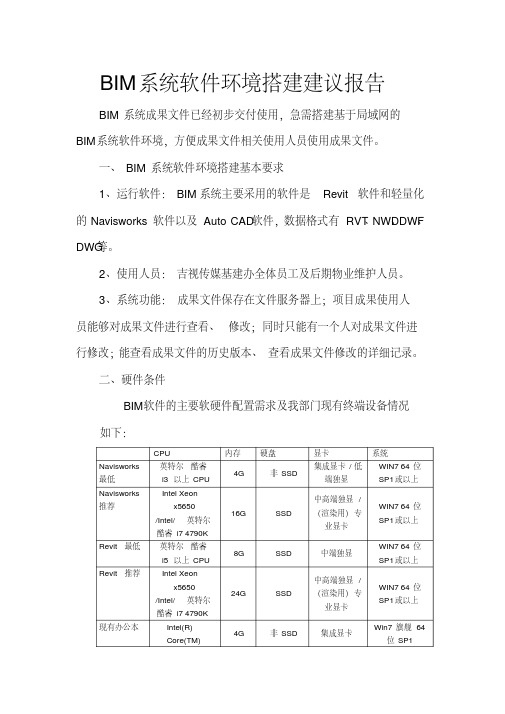 BIM软件环境搭建建议报告