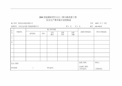 安全生产费用及交通保畅费用报表