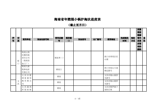 海南省年燃煤小锅炉淘汰进度表