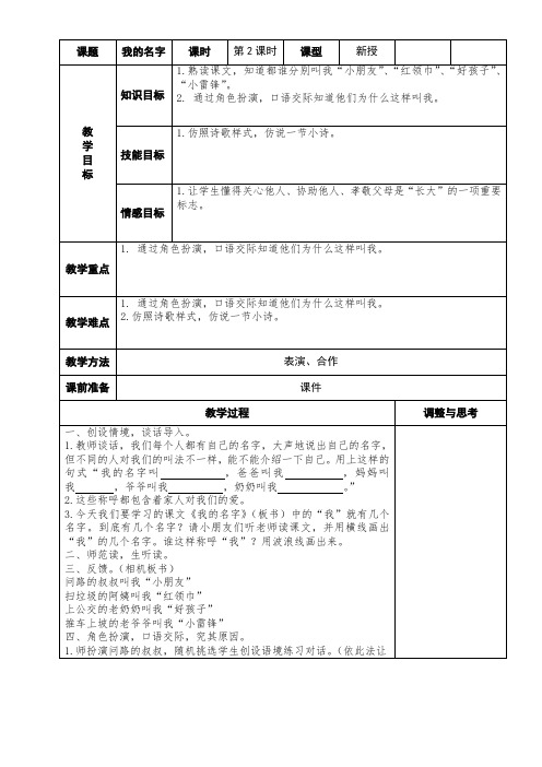 北师大版小学语文一年级《我的名字》优质课教案_4