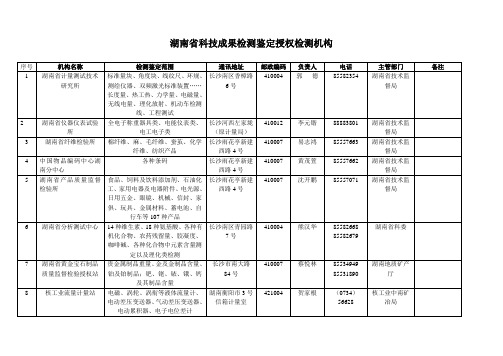 湖南省检测鉴定授权检测机构